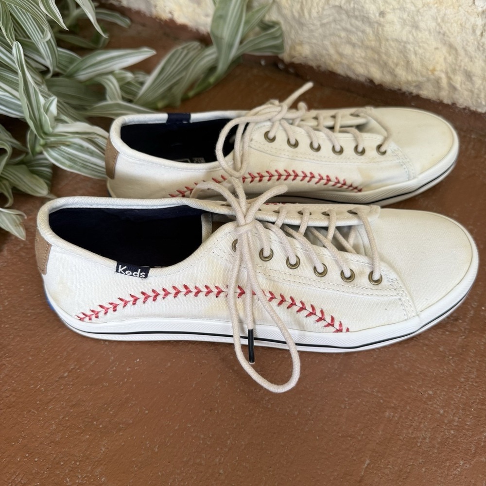 KEDS Baseball Stitch Pattern Low Top Sneakers Laced Shoes Women's Size 7.5